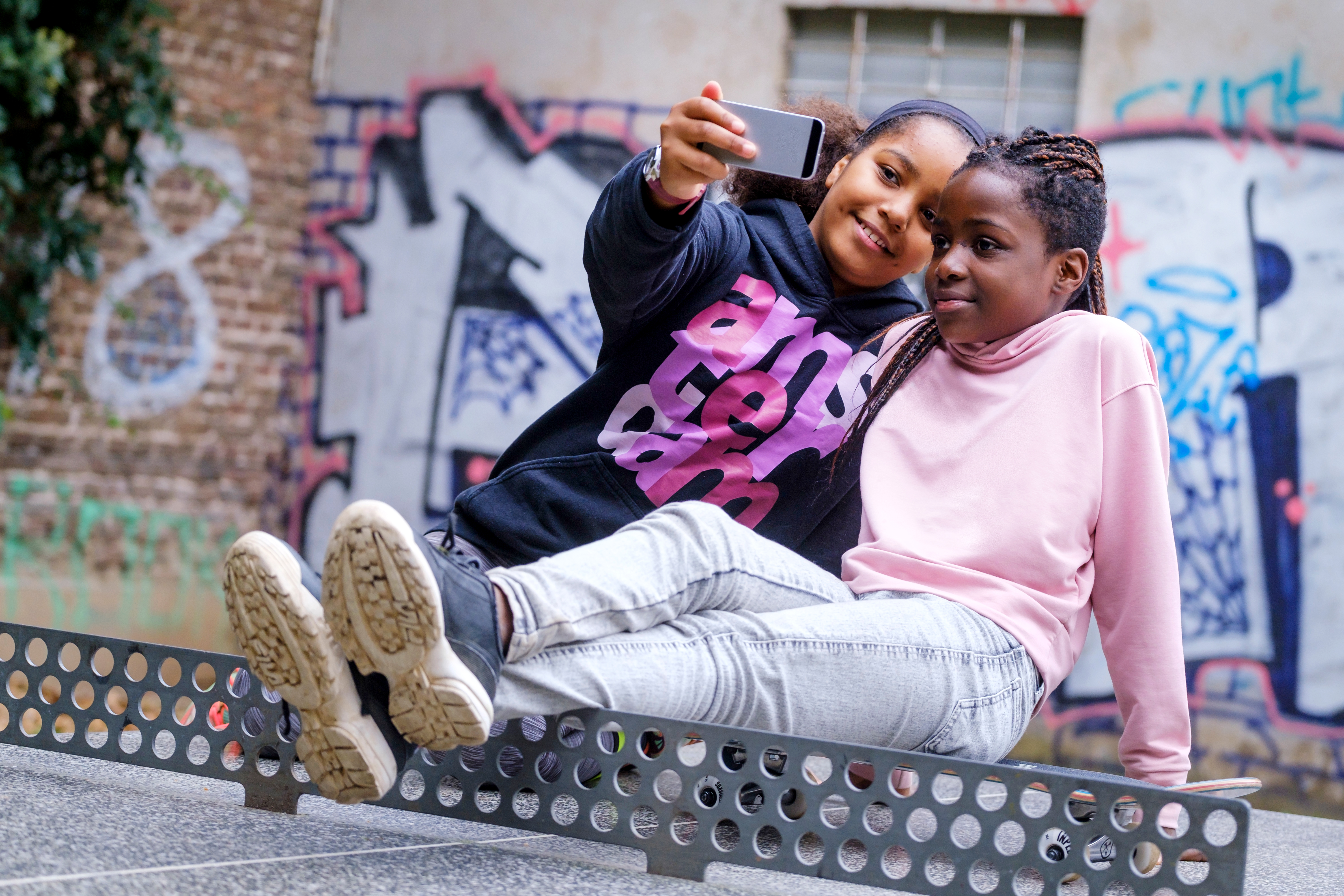 Two teenager taking a selfie