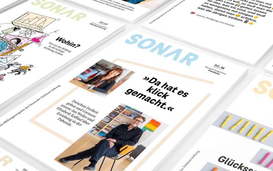 Verschiedene Titelseiten des Magazins sonar.