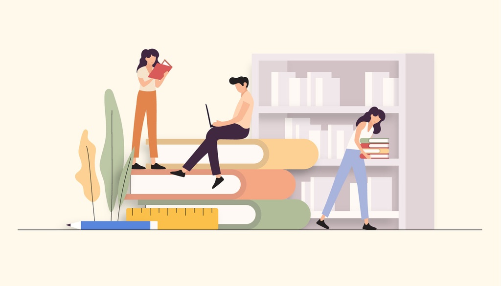 Illustration mit Schülerinnen und Schülern