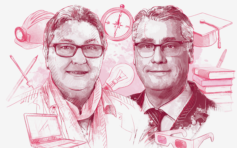 Illustration Elke Hannack und Friedrich Hubert Esser