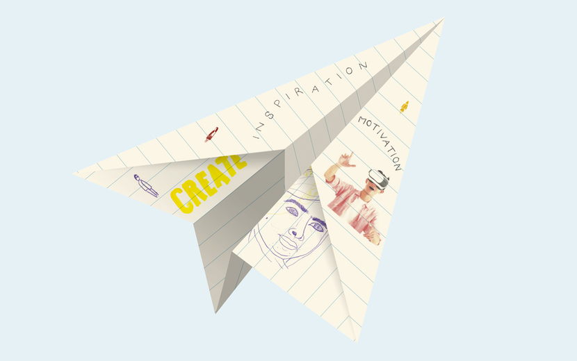 Papierflieger mit Motiven