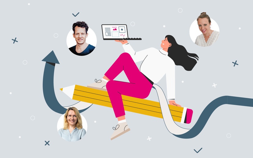Bilder von den drei EdTech-Gründern Anna Iarotska, Lena Spak und Max Maendler