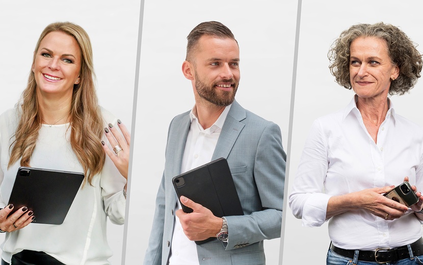 Porträtfotos von Schulleiterin Silke Müller, Geschäftführer der Telekom-Stiftung Jacob Chammon und Rechtsanwältin Gesa Gräfin von Schwerin.