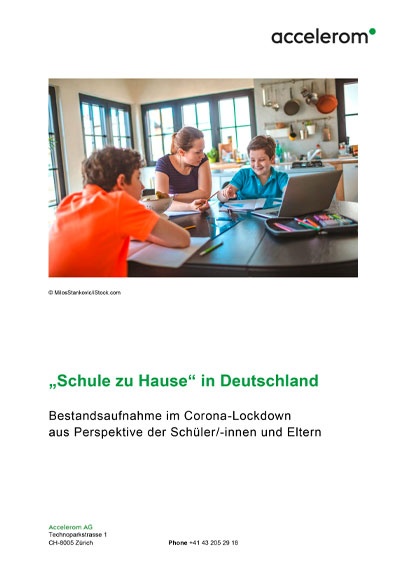 Cover des Ergebnisberichts Schule zuhause