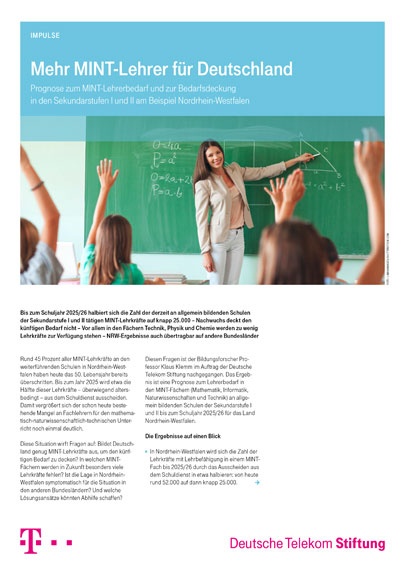 Cover der Studie Mehr MINT-Lehrer für Deutschland